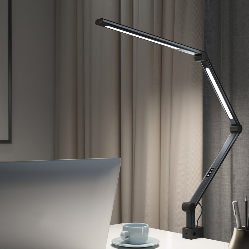 Lampade da tavolo da notte lineari in stile moderno in metallo 2 comodini leggeri in nero