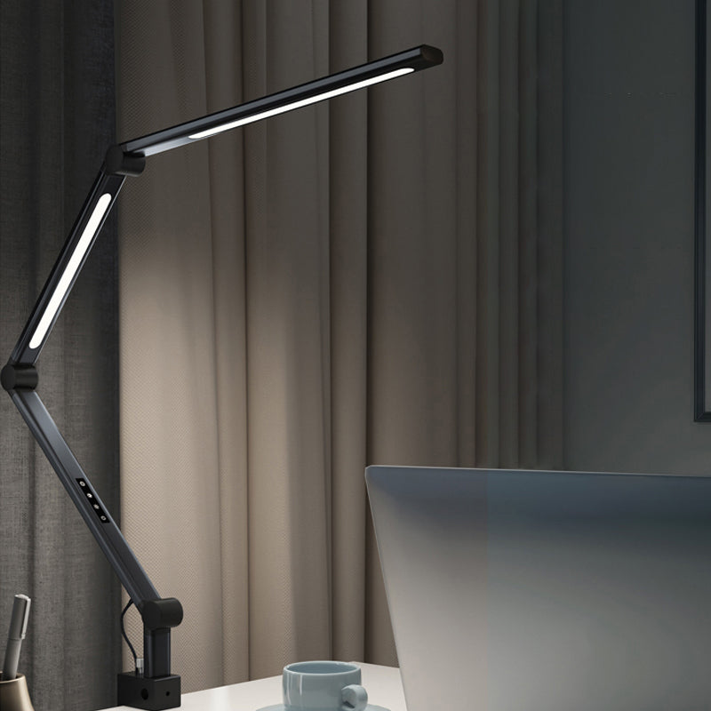 Lampade da tavolo da notte lineari in stile moderno in metallo 2 comodini leggeri in nero