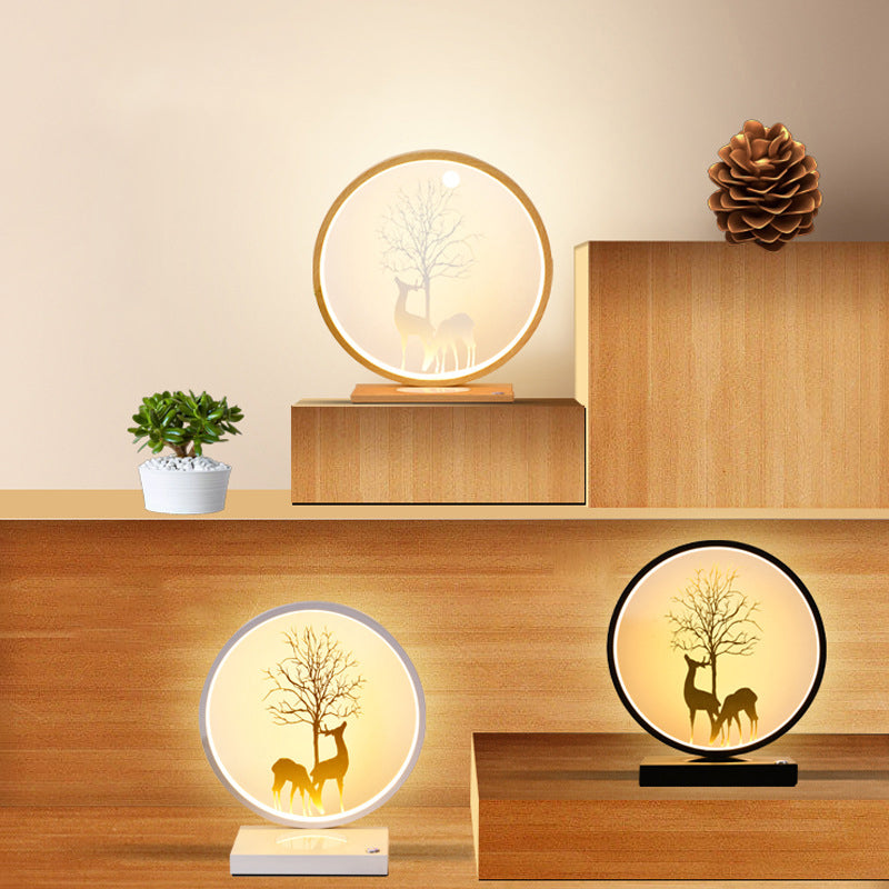 Lampada da scrivania a LED circolare in metallo contemporaneo lampada da tavolo a luce singola