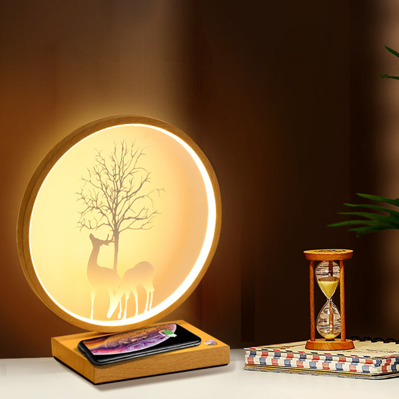 Lampada da scrivania a LED circolare in metallo contemporaneo lampada da tavolo a luce singola