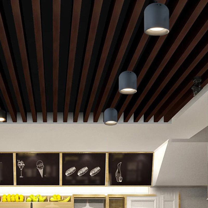 Cylinder Shape Ceiling Lamp Modern Aluminium 1 Light Flush Mount for Supermarket Mall