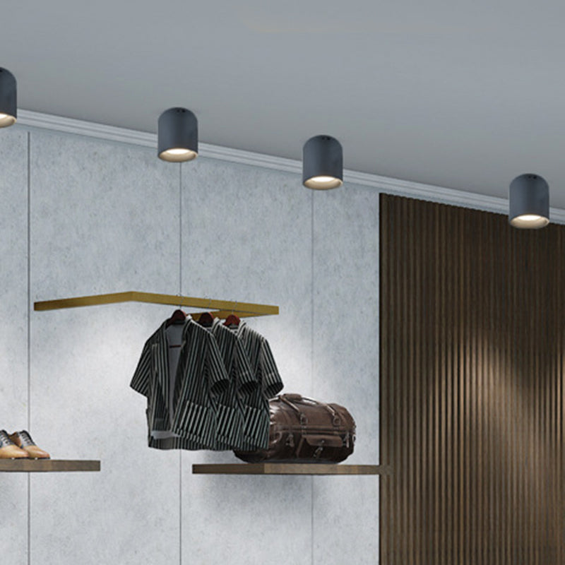 Cylinder Shape Ceiling Lamp Modern Aluminium 1 Light Flush Mount for Supermarket Mall