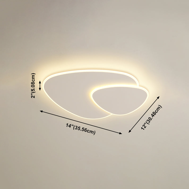 White Oblong LED Ceiling Light in Modern Simplicity Wrought Iron Flush Mount with Acrylic Shade