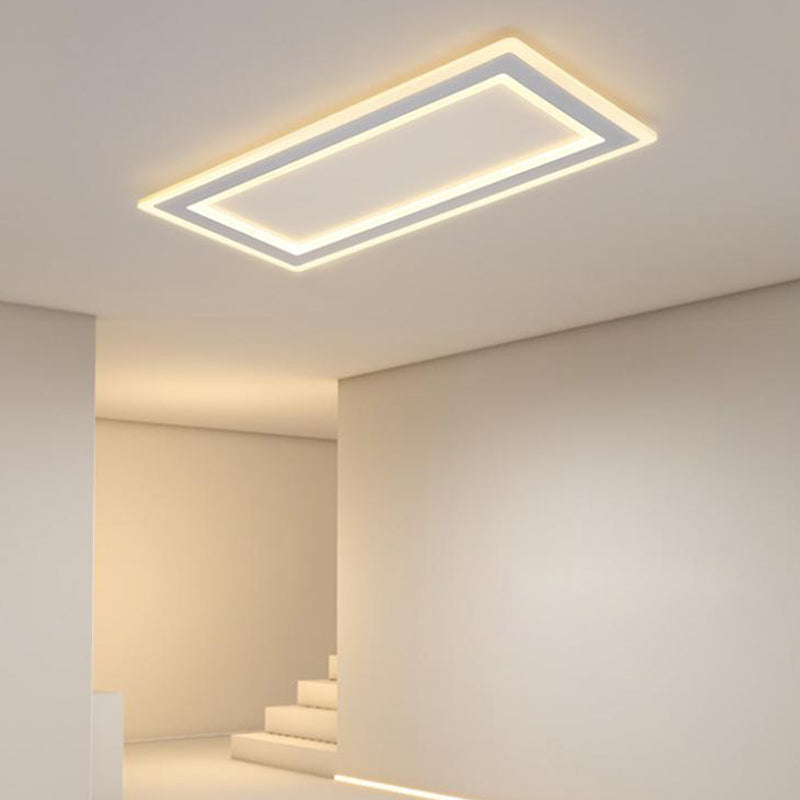 Weiße, rechteckige LED-Einbauleuchte in moderner Schlichtheit, schmiedeeiserne Deckenleuchte mit Acrylschirm