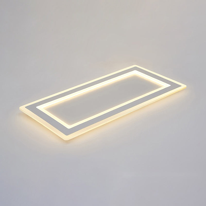 Weiße, rechteckige LED-Einbauleuchte in moderner Schlichtheit, schmiedeeiserne Deckenleuchte mit Acrylschirm