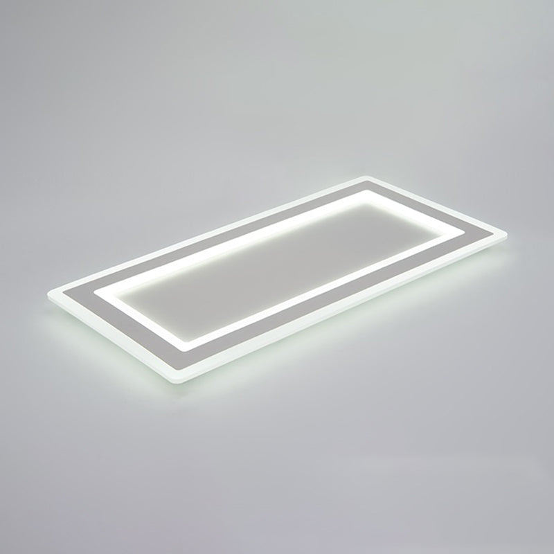 Weiße, rechteckige LED-Einbauleuchte in moderner Schlichtheit, schmiedeeiserne Deckenleuchte mit Acrylschirm