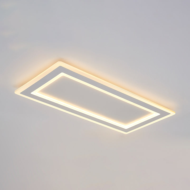 Weiße, rechteckige LED-Einbauleuchte in moderner Schlichtheit, schmiedeeiserne Deckenleuchte mit Acrylschirm