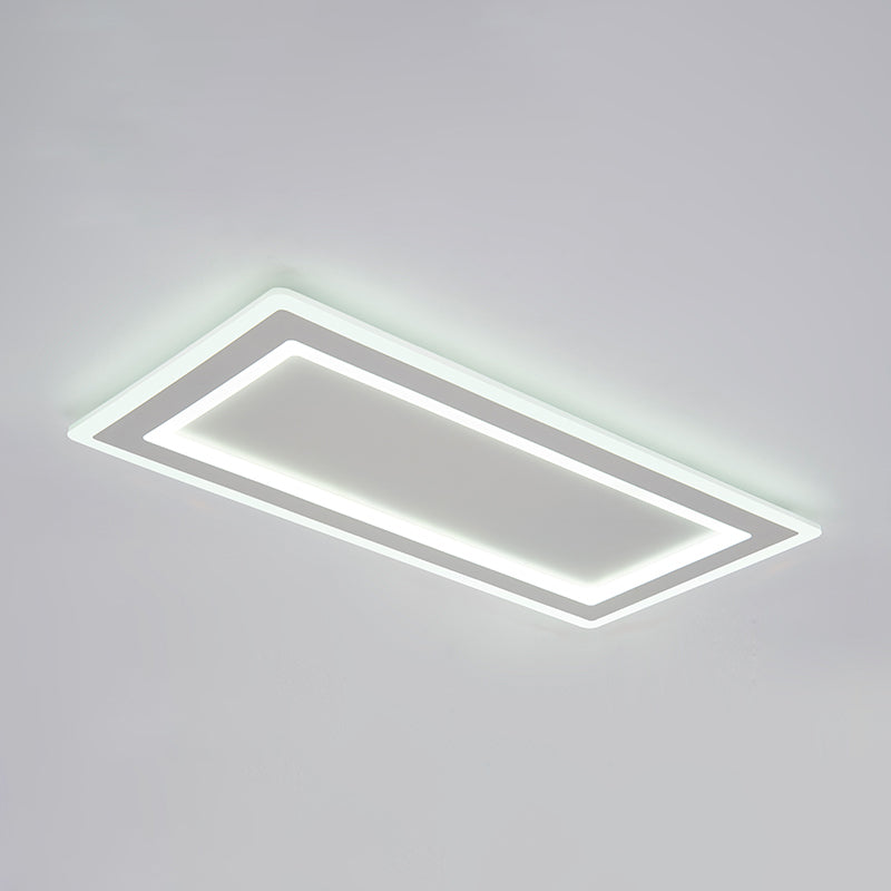 Weiße, rechteckige LED-Einbauleuchte in moderner Schlichtheit, schmiedeeiserne Deckenleuchte mit Acrylschirm