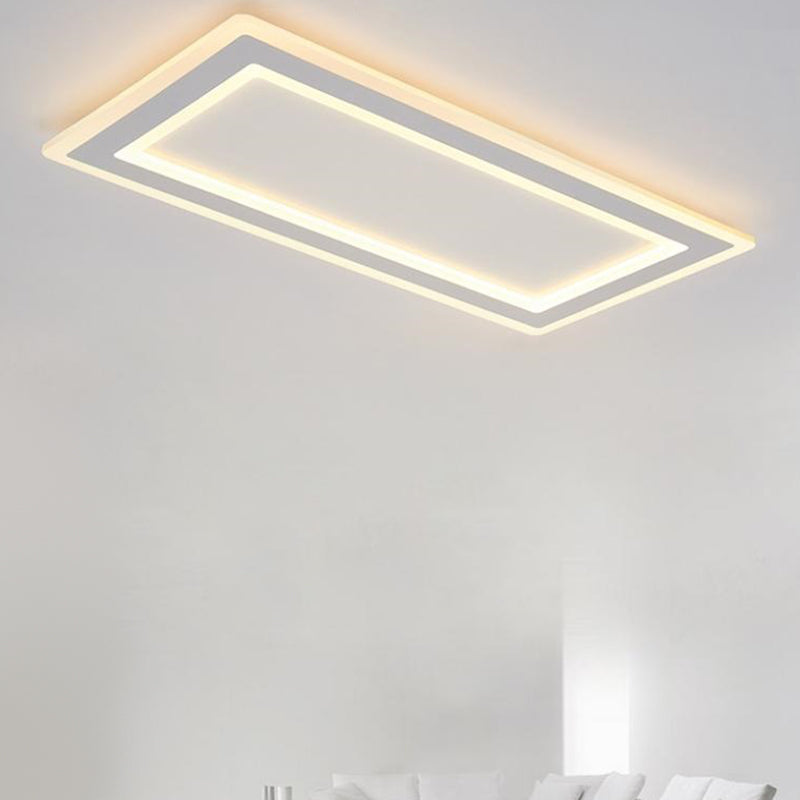 Weiße, rechteckige LED-Einbauleuchte in moderner Schlichtheit, schmiedeeiserne Deckenleuchte mit Acrylschirm