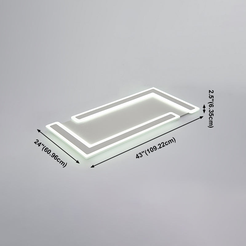 Weiße, rechteckige LED-Einbauleuchte in moderner Schlichtheit, schmiedeeiserne Deckenleuchte mit Acrylschirm