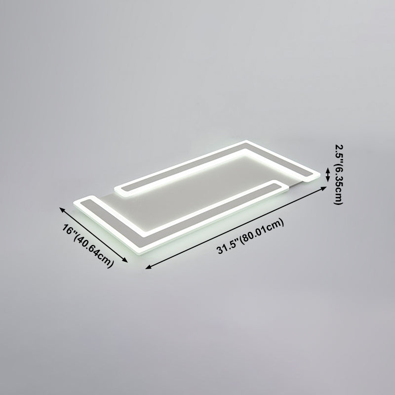 Weiße, rechteckige LED-Einbauleuchte in moderner Schlichtheit, schmiedeeiserne Deckenleuchte mit Acrylschirm