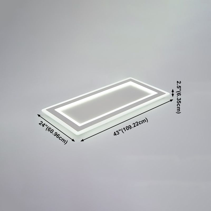 Weiße, rechteckige LED-Einbauleuchte in moderner Schlichtheit, schmiedeeiserne Deckenleuchte mit Acrylschirm