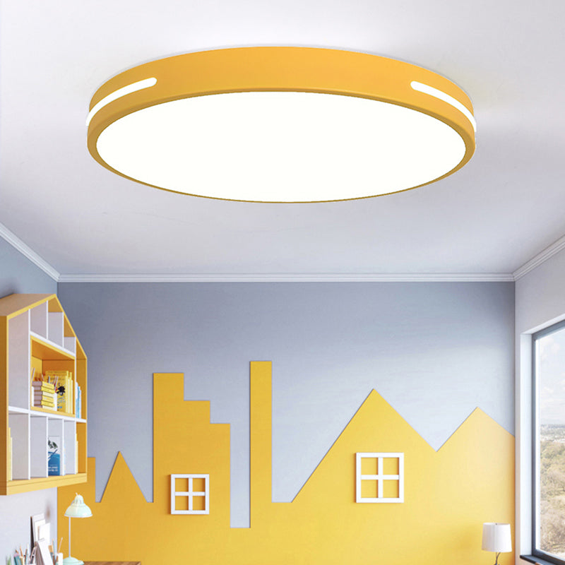 Lacquered Iron LED Flush Mount in Modern Concise Style Acrylic Circular Macaron Ceiling Fixture