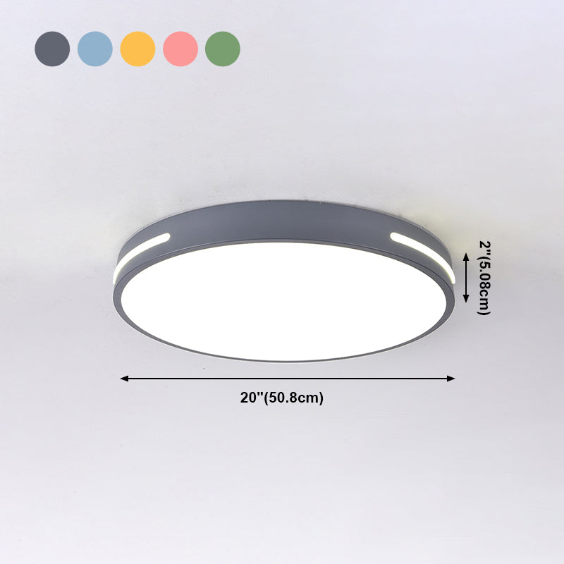 Lacquered Iron LED Flush Mount in Modern Concise Style Acrylic Circular Macaron Ceiling Fixture