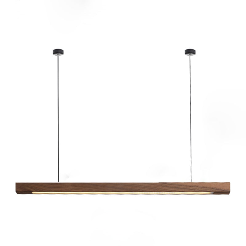 1 Light Linear Island Lighting Modernism Wood Chandelier Light Fixture for Kitchen