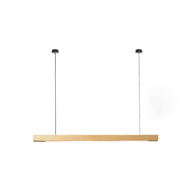 1 Light Linear Island Lighting Modernism Wood Chandelier Light Fixture for Kitchen