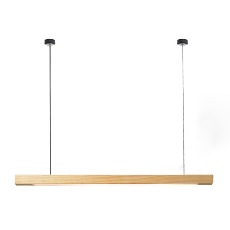 1 Light Linear Island Lighting Modernism Wood Chandelier Light Fixture for Kitchen