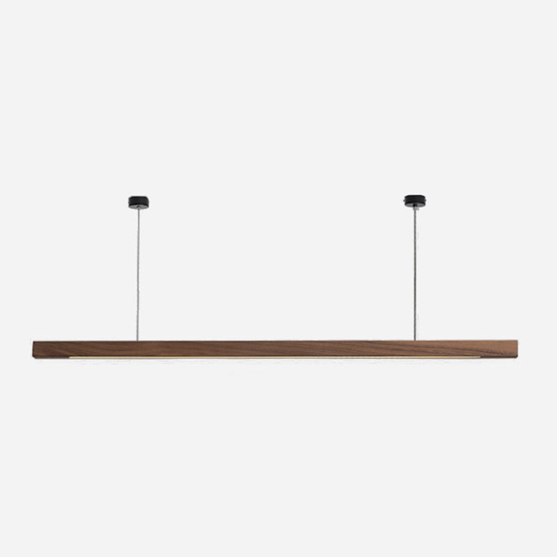 1 Light Linear Island Lighting Modernism Wood Chandelier Light Fixture for Kitchen