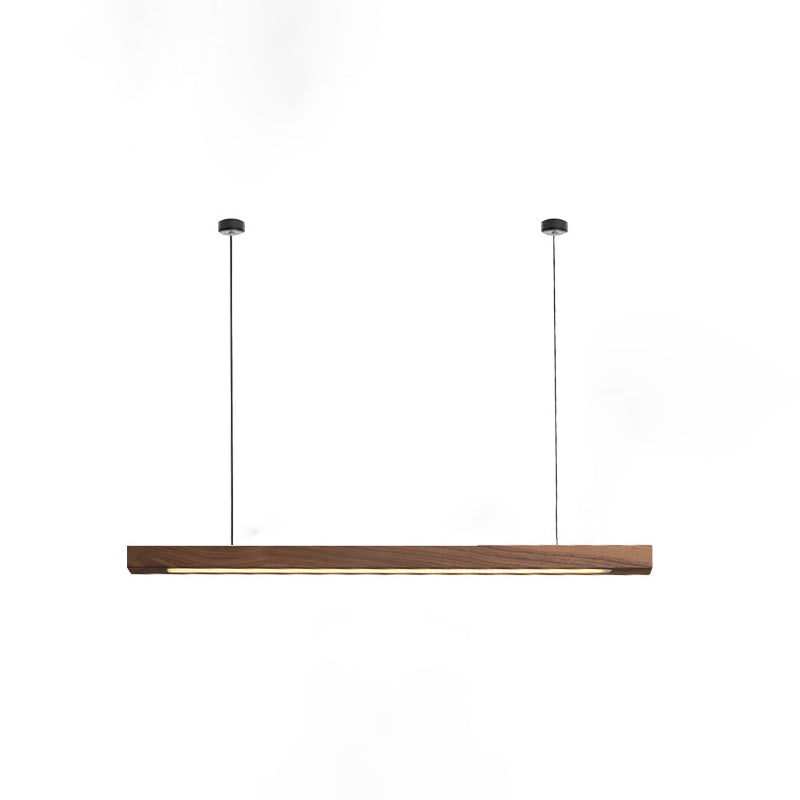 1 Light Linear Island Lighting Modernism Wood Chandelier Light Fixture for Kitchen