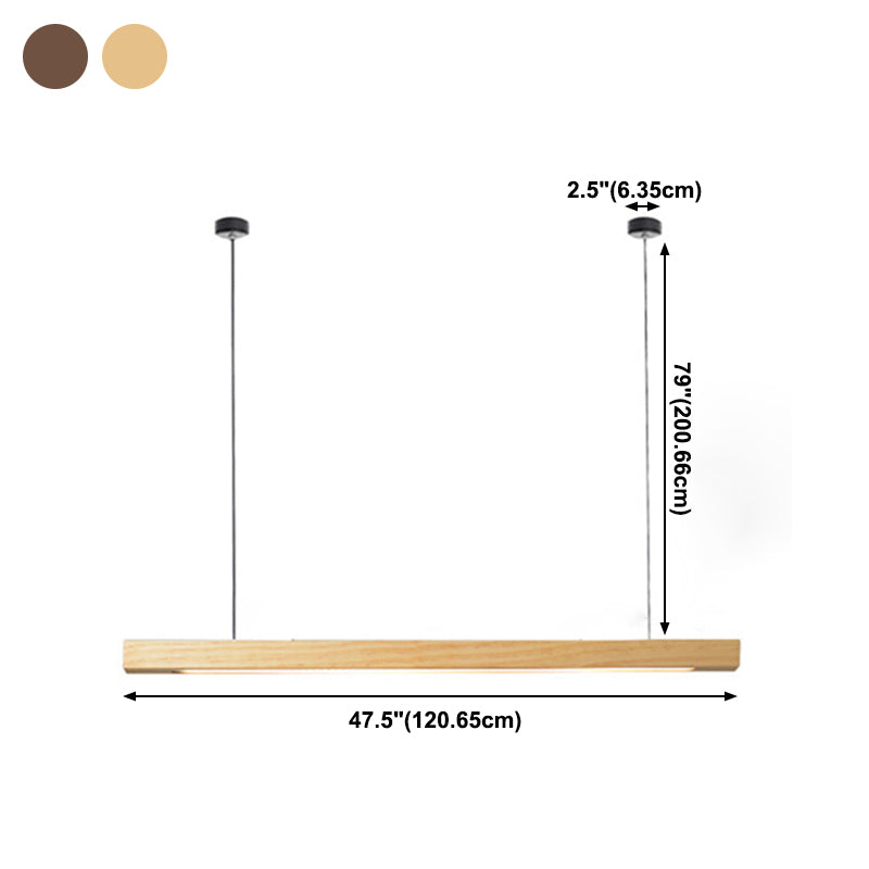 1 Light Linear Island Lighting Modernism Wood Chandelier Light Fixture for Kitchen