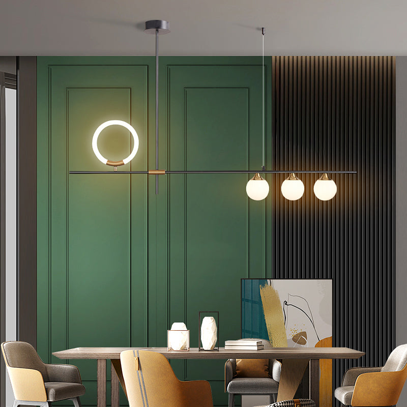 Iluminación de la isla geométrica Modernismo de lámpara de metal de metal para comedor de cocina