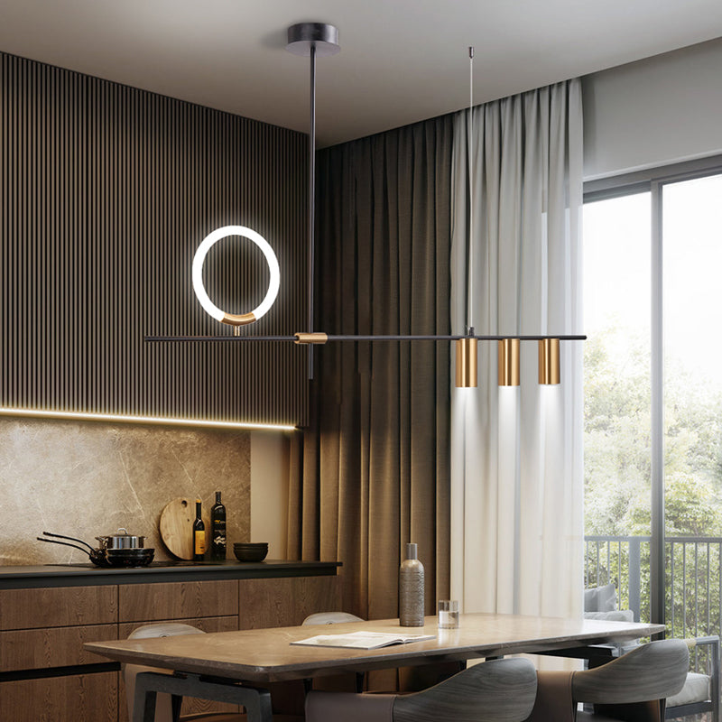 Iluminación de la isla geométrica Modernismo de lámpara de metal de metal para comedor de cocina