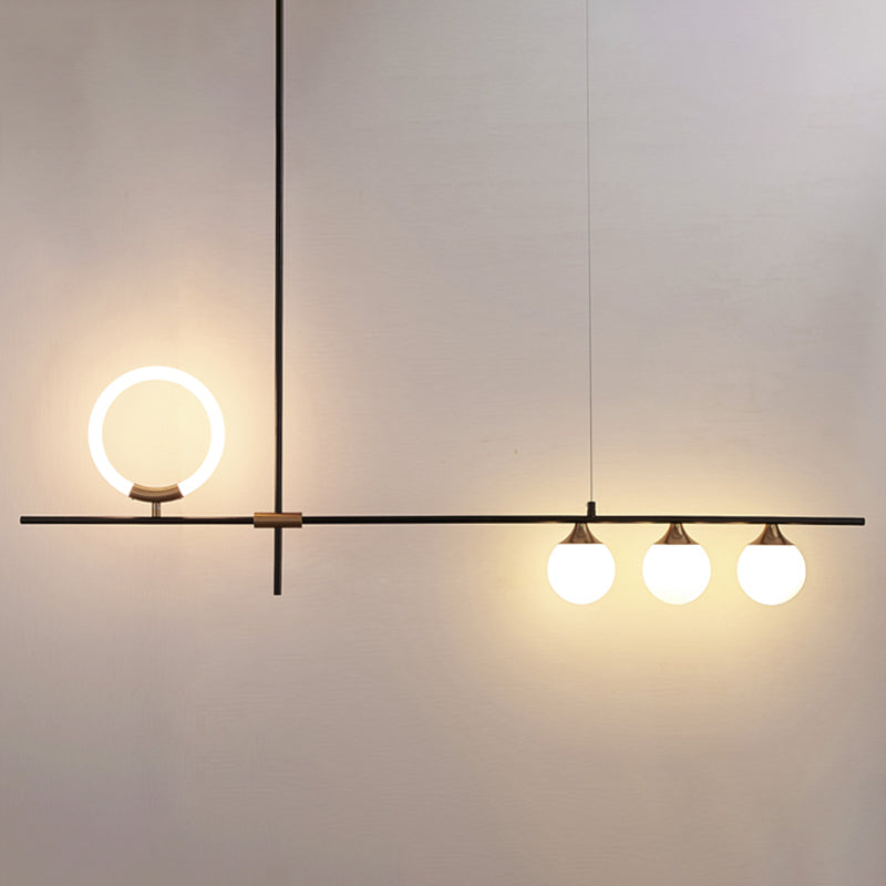 Iluminación de la isla geométrica Modernismo de lámpara de metal de metal para comedor de cocina