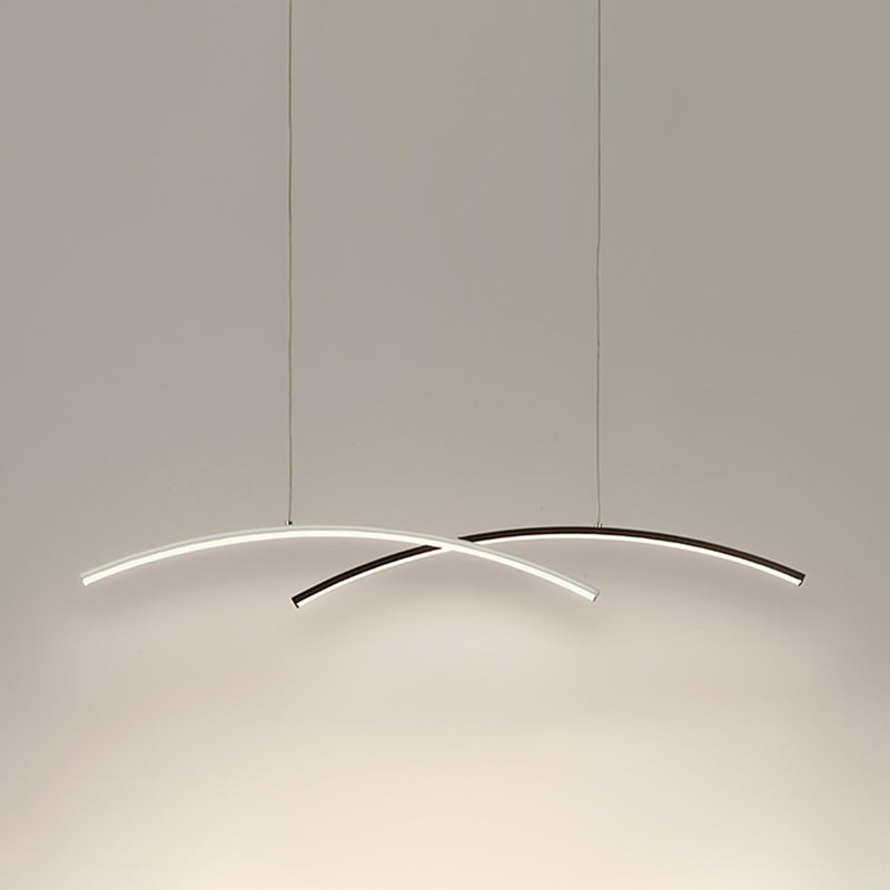 Nordic Modern Chandelier Lamp Linear Black and White Island Pendant for Dining Room