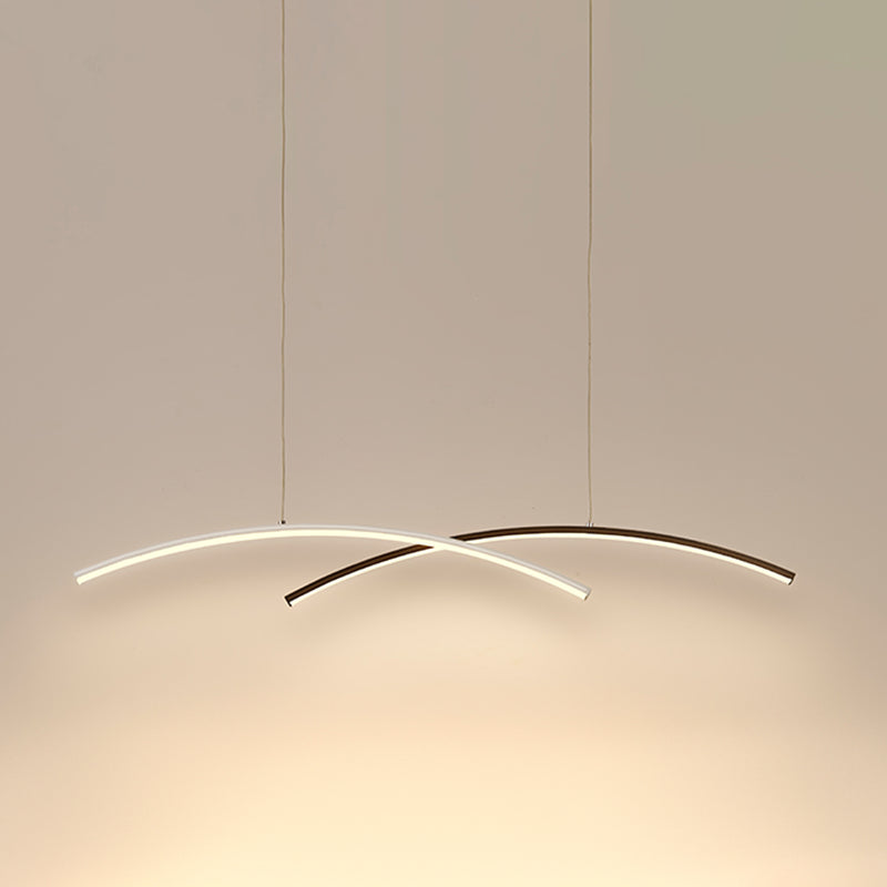 Nordic Modern Chandelier Lamp Linear Black and White Island Pendant for Dining Room