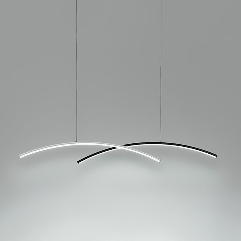 Nordic Modern Chandelier Lamp Linear Black and White Island Pendant for Dining Room