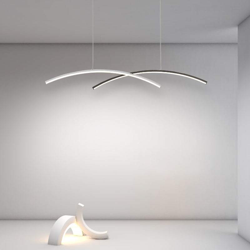 Nordic Modern Chandelier Lamp Linear Black and White Island Pendant for Dining Room