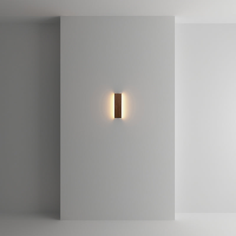 Éclair mural en bois carré de style moderne 1 montage mural clair luminaire en marron