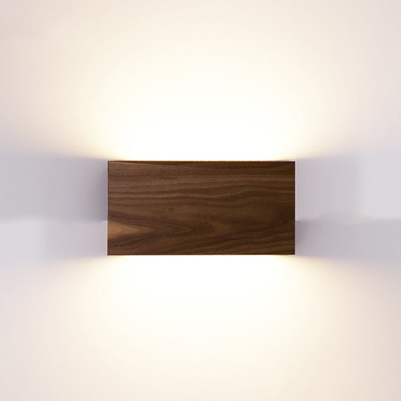 Éclair mural en bois carré de style moderne 1 montage mural clair luminaire en marron