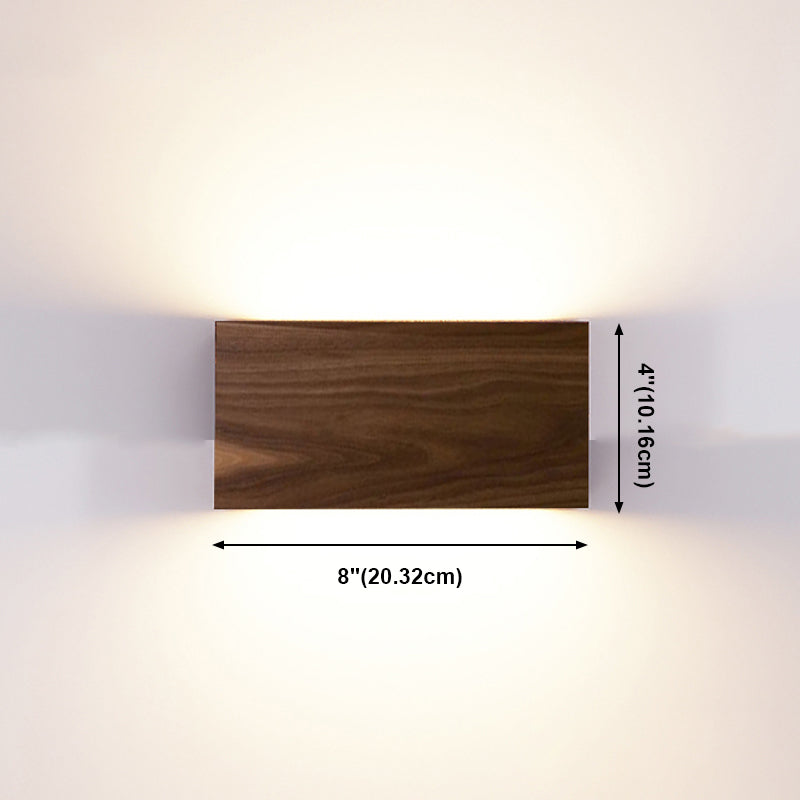 Éclair mural en bois carré de style moderne 1 montage mural clair luminaire en marron