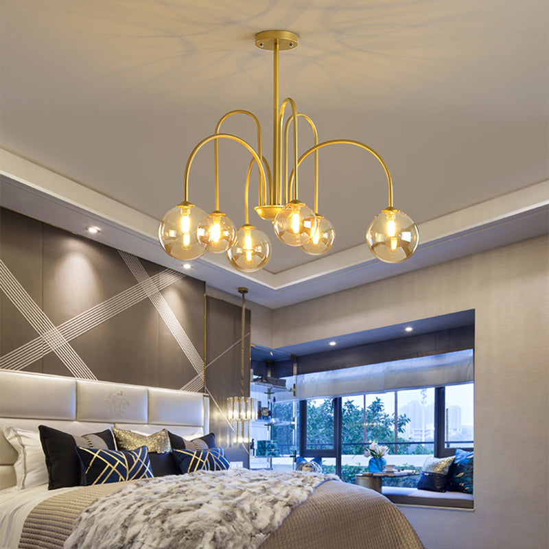 Modern Artistic Globe Hanging Lamp Lacquered Iron Indoor Chandelier with Glass Shade