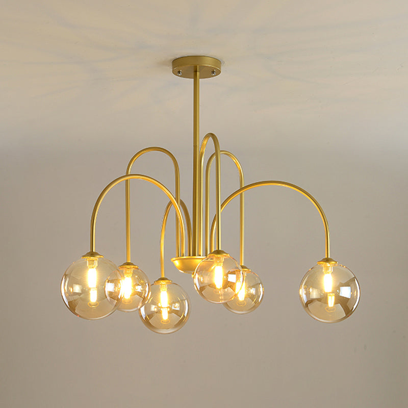 Modern Artistic Globe Hanging Lamp Lacquered Iron Indoor Chandelier with Glass Shade