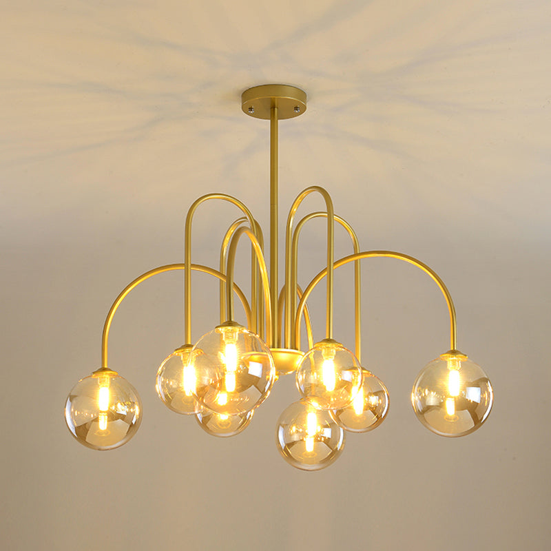 Modern Artistic Globe Hanging Lamp Lacquered Iron Indoor Chandelier with Glass Shade