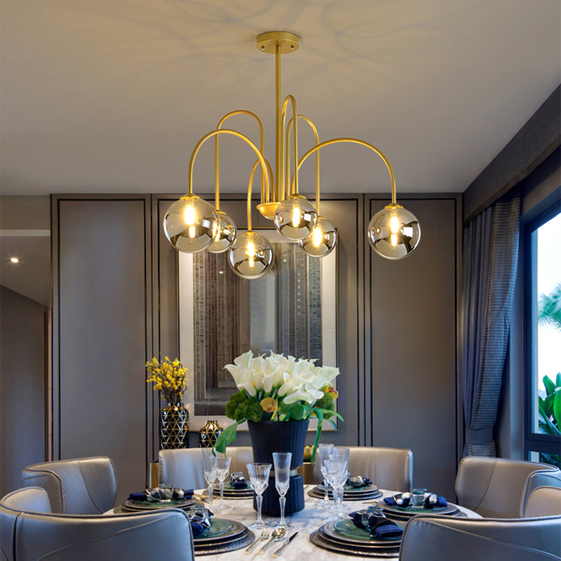 Modern Artistic Globe Hanging Lamp Lacquered Iron Indoor Chandelier with Glass Shade