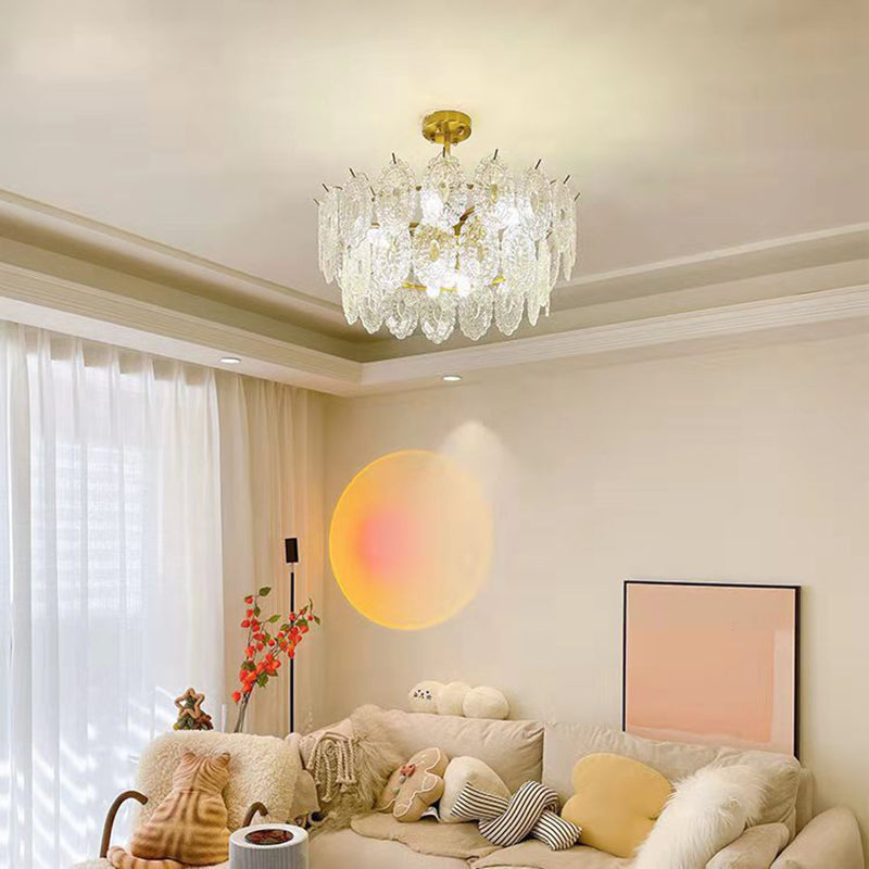 Multi Light Wheel Pendant Chandelier Modern Style Glass Hanging Lighting for Dining Room