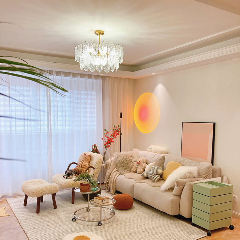 Multi Light Wheel Pendant Chandelier Modern Style Glass Hanging Lighting for Dining Room