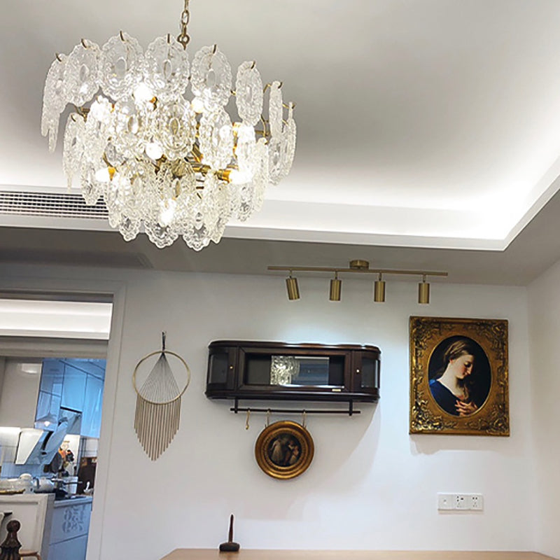 Multi Light Wheel Pendant Chandelier Modern Style Glass Hanging Lighting for Dining Room