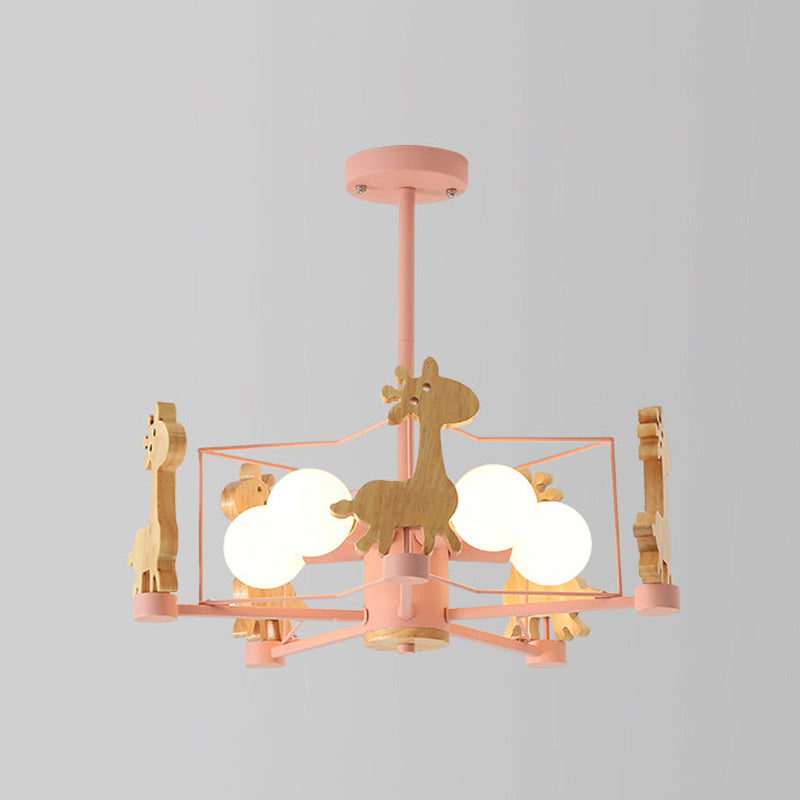 Modern Macaron Style Branch Hanging Light Wood Multi Headed Chandelier for Living Room
