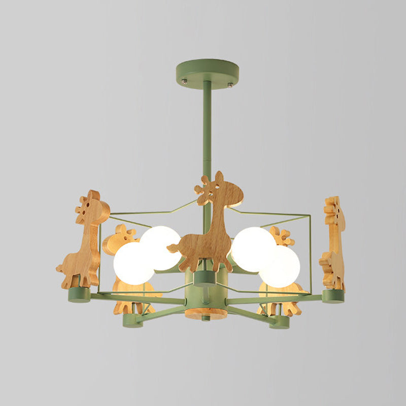 Modern Macaron Style Branch Hanging Light Wood Multi Headed Chandelier for Living Room