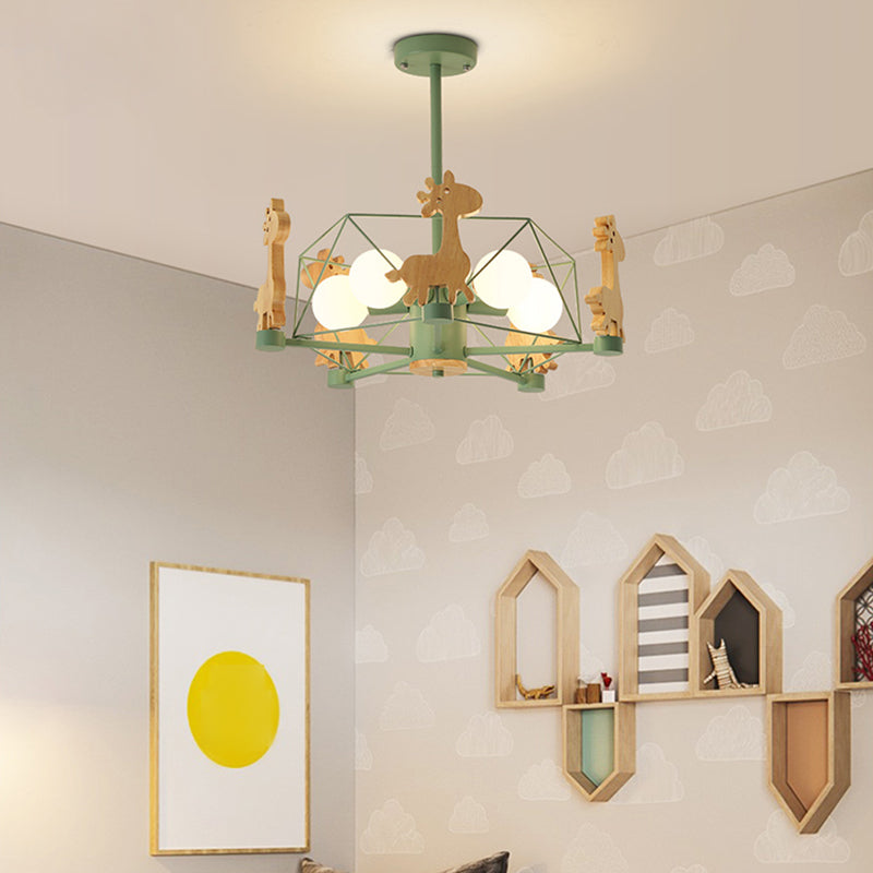 Moderne macaron -stijl tak hangend licht houten multi -kop kroonluchter voor woonkamer