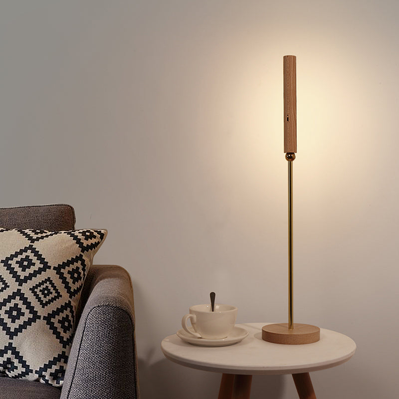 1 tavolo lineare leggero leggero lampade da tavolo notturno in legno contemporaneo per sala da studio in marrone