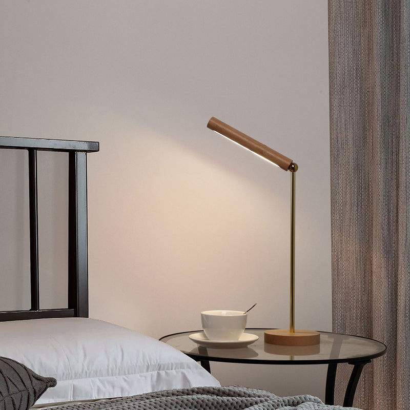 1 tavolo lineare leggero leggero lampade da tavolo notturno in legno contemporaneo per sala da studio in marrone