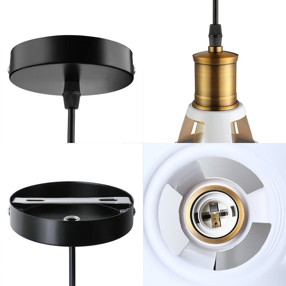 10.5"/12"/15" W 1 Light Hanging Light with Barn Shade Iron Farmhouse Style Dining Room Ceiling Light Fixture in Black/White/White Inner