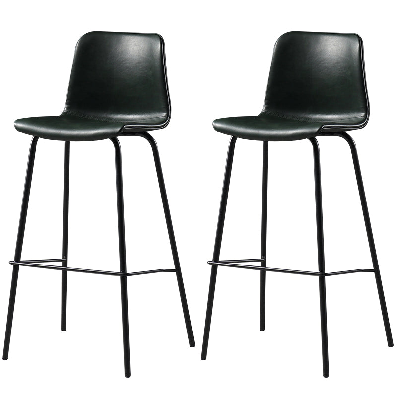 Glossy Leather Square Bar Stool Industrial Metal Stools with Back Legs