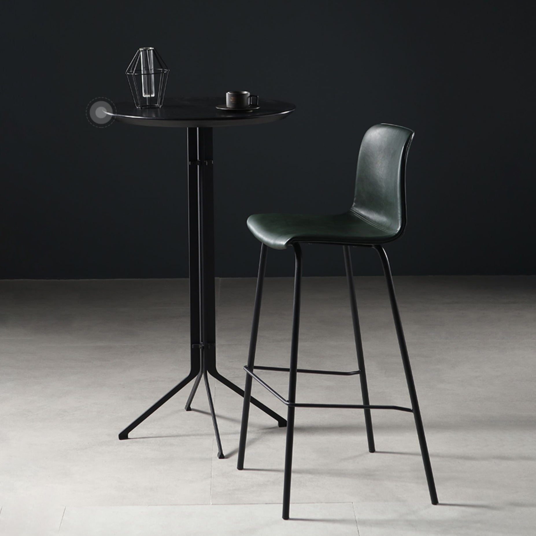 Glossy Leather Square Bar Stool Industrial Metal Stools with Back Legs