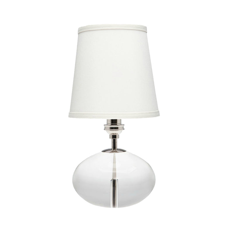 Luz de la mesa de tela oblonga Simplicidad Clear Crystal 1 cabeza Lámpara de escritorio pequeña en blanco